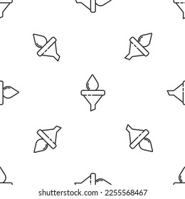 Grey line Funnel or filter and motor oil drop icon isolated seamless pattern on white background.  Vector