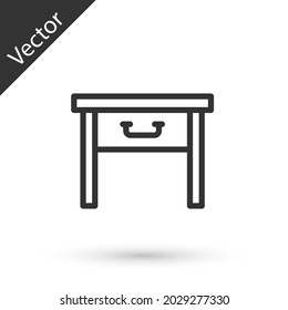 Grey line Furniture nightstand icon isolated on white background.  Vector