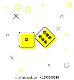 Grey line Game dice icon isolated on white background. Casino gambling.  Vector Illustration