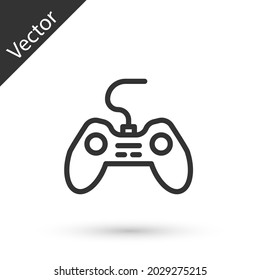 Grey line Gamepad icon isolated on white background. Game controller.  Vector