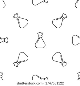 Grey line Garbage bag icon isolated seamless pattern on white background. Vector Illustration