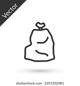 Grey line Garbage bag icon isolated on white background.  Vector Illustration