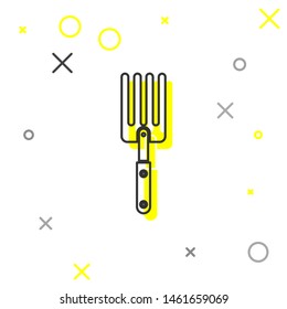 Grey line Garden fork icon isolated on white background. Pitchfork icon. Tool for horticulture, agriculture, farming.  Vector Illustration