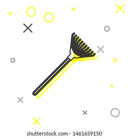 Grey line Garden rake for leaves icon isolated on white background. Tool for horticulture, agriculture, farming. Ground cultivator.  Vector Illustration