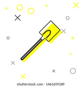Grey line Garden shovel icon isolated on white background. Gardening tool. Tool for horticulture, agriculture, farming.  Vector Illustration
