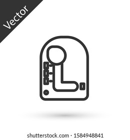 Grey line Gear shifter icon isolated on white background. Transmission icon.  Vector Illustration