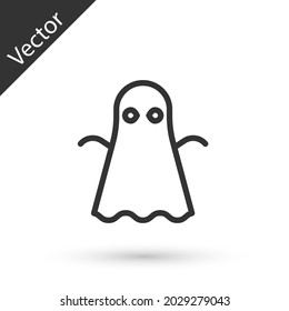 Grey line Ghost icon isolated on white background. Happy Halloween party.  Vector