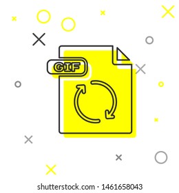 Grey line GIF file document. Download gif button icon isolated on white background. GIF file symbol.  Vector Illustration