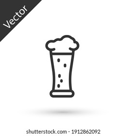 Grey line Glass of beer icon isolated on white background. Vector.