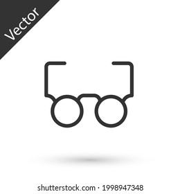 Grey line Glasses icon isolated on white background. Eyeglass frame symbol.  Vector
