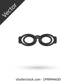 Grey line Glasses for swimming icon isolated on white background. Swimming goggles. Diving underwater equipment. Vector