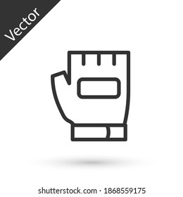 Grey line Gloves icon isolated on white background. Extreme sport. Sport equipment. Vector.
