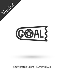 Grey line Goal soccer football icon isolated on white background.  Vector