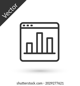 Grey line Graph, chart, diagram, infographic icon isolated on white background.  Vector