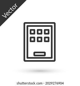 Grey line Graphic tablet icon isolated on white background.  Vector