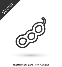 Grey line Green peas icon isolated on white background. Vector