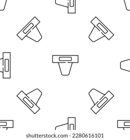 Grey line Groin guard for martial arts icon isolated seamless pattern on white background.  Vector