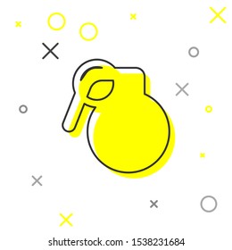 Grey line Hand grenade icon isolated on white background. Bomb explosion.  Vector Illustration