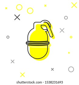 Grey line Hand grenade icon isolated on white background. Bomb explosion.  Vector Illustration