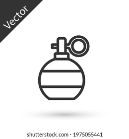 Grey line Hand grenade icon isolated on white background. Bomb explosion. Vector