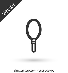 Grey line Hand mirror icon isolated on white background.  Vector Illustration