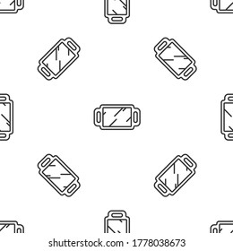 Icono del espejo retrovisor de la mano de línea gris aislado a fondo blanco. Ilustración vectorial