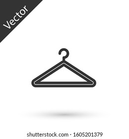 Grey line Hanger wardrobe icon isolated on white background. Cloakroom icon. Clothes service symbol. Laundry hanger sign.  Vector Illustration