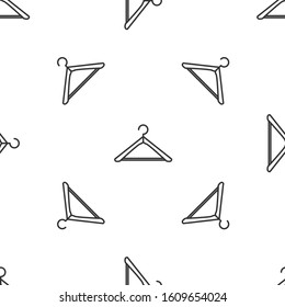 Grey line Hanger wardrobe icon isolated seamless pattern on white background. Cloakroom icon. Clothes service symbol. Laundry hanger sign.  Vector Illustration