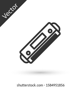 Grey line Harmonica icon isolated on white background. Musical instrument.  Vector Illustration