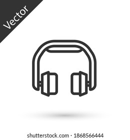 Grey line Headphones icon isolated on white background. Earphones. Concept for listening to music, service, communication and operator. Vector.