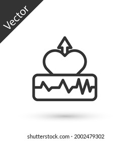 Grey Line Heartbeat Increase Icon Isolated On White Background. Increased Heart Rate.  Vector