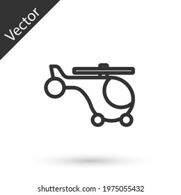 Grey line Helicopter aircraft vehicle icon isolated on white background. Vector