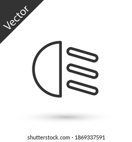 Grey line High beam icon isolated on white background. Car headlight. Vector.