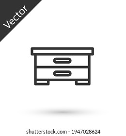 Grey line Hive for bees icon isolated on white background. Beehive symbol. Apiary and beekeeping. Sweet natural food. Vector