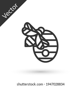 Grey line Hive for bees icon isolated on white background. Beehive symbol. Apiary and beekeeping. Sweet natural food. Vector