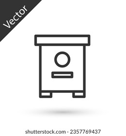 Grey line Hive for bees icon isolated on white background. Beehive symbol. Apiary and beekeeping. Sweet natural food.  Vector