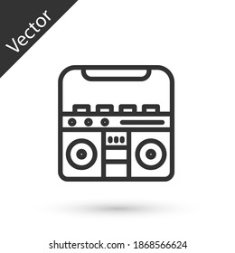 Grey line Home stereo with two speakers icon isolated on white background. Music system. Vector.