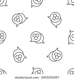 Grey line Honeycomb icon isolated seamless pattern on white background. Honey cells symbol. Sweet natural food.  Vector