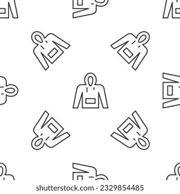 Grey line Hoodie icon isolated seamless pattern on white background. Hooded sweatshirt.  Vector