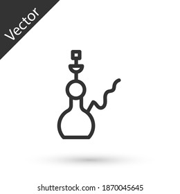 Grey line Hookah icon isolated on white background. Vector.