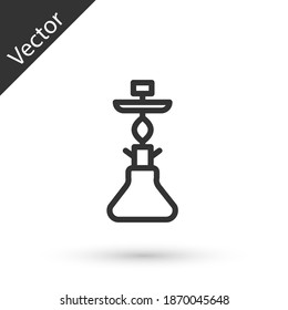 Grey line Hookah icon isolated on white background. Vector.