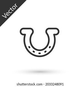 Grey line Horseshoe icon isolated on white background.  Vector