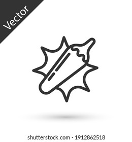 Grey line Hot chili pepper pod icon isolated on white background. Design for grocery, culinary products, seasoning and spice package, cooking book. Vector.