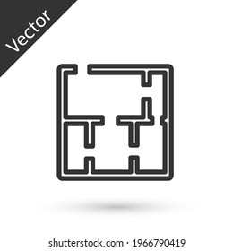 Grey line House plan icon isolated on white background.  Vector