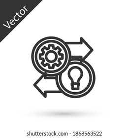 Línea gris Icono de recursos humanos aislado en fondo blanco. Concepto de gestión de los recursos humanos, investigación del personal profesional, trabajo de cazador jefe. Vector.