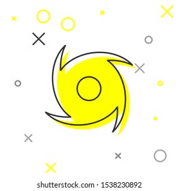 Grey line icon isolated on white background. Cyclone, whirlwind, storm funnel, hurricane wind or twister weather icon.  Vector Illustration