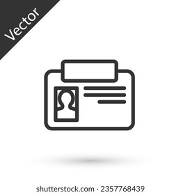Grey line Identification badge icon isolated on white background. It can be used for presentation, identity of the company, advertising.  Vector