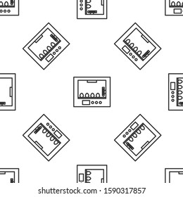 Grey line Incubator for eggs icon isolated seamless pattern on white background.  Vector Illustration
