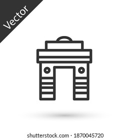 Grey line India Gate in New Delhi, India icon isolated on white background. Gate way of India Mumbai. Vector.