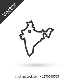 Grey line India map icon isolated on white background. Vector.